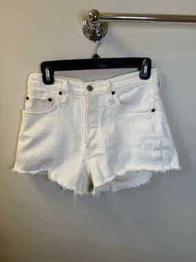 Levi’s 501 White Denim Cutoff Shorts High Rise Button Fly Women's 26